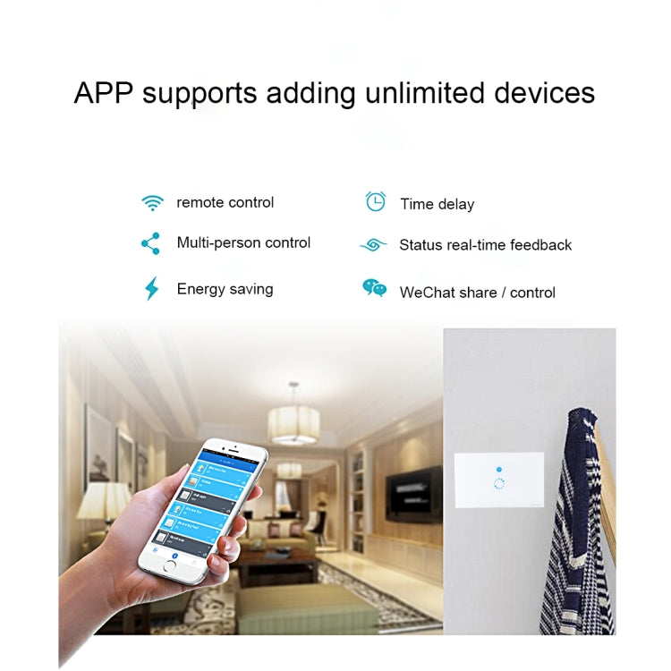 Sonoff Touch 120mm 1 Gang Tempered Glass Panel Wall Switch Smart Home Light Touch Switch, Compatible with Alexa and Google Home, AC 90V-250V 400W 2A, 120mm
