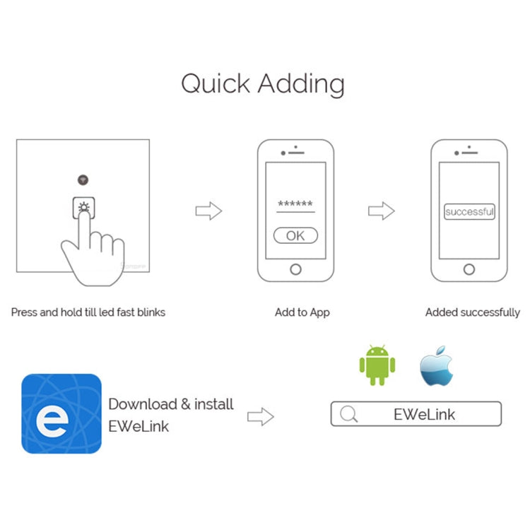 WS-UK-02 EWeLink APP & Touch Control 2A 2 Gangs Tempered Glass Panel Smart Wall Switch, AC 90V-250V, UK Plug, 2 Gangs
