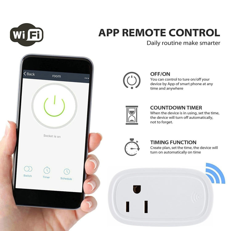 JH-G09U 15A 2.4GHz WiFi Control Hubless Smart Home Power Socket Works with Alexa & Google Home, AC 100-240V, US Plug, JH-G09U