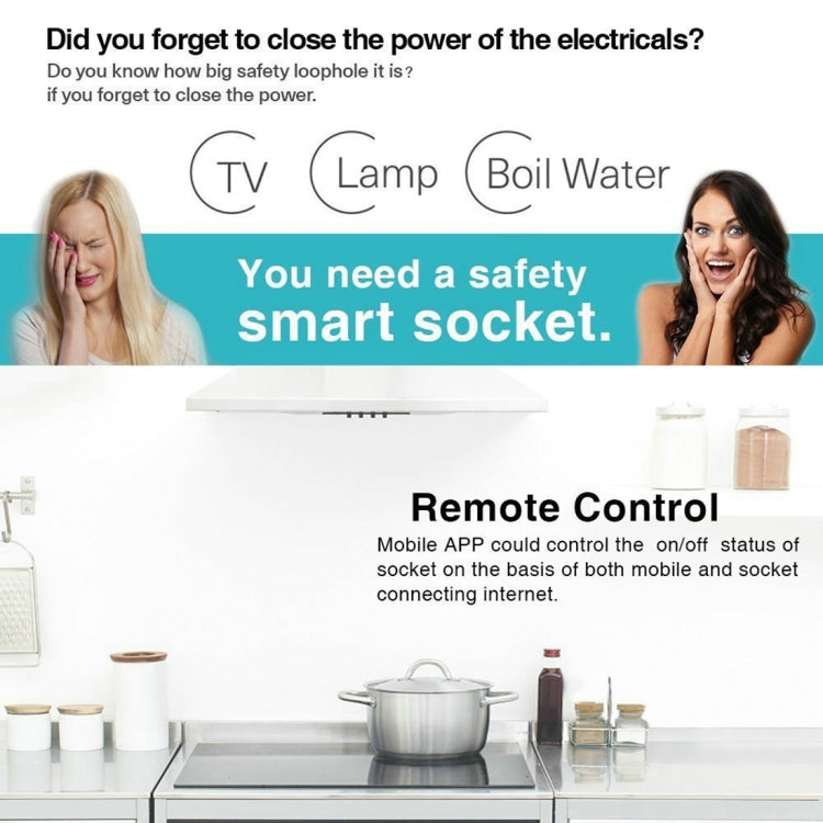 JH-G09U 15A 2.4GHz WiFi Control Hubless Smart Home Power Socket Works with Alexa & Google Home, AC 100-240V, US Plug, JH-G09U