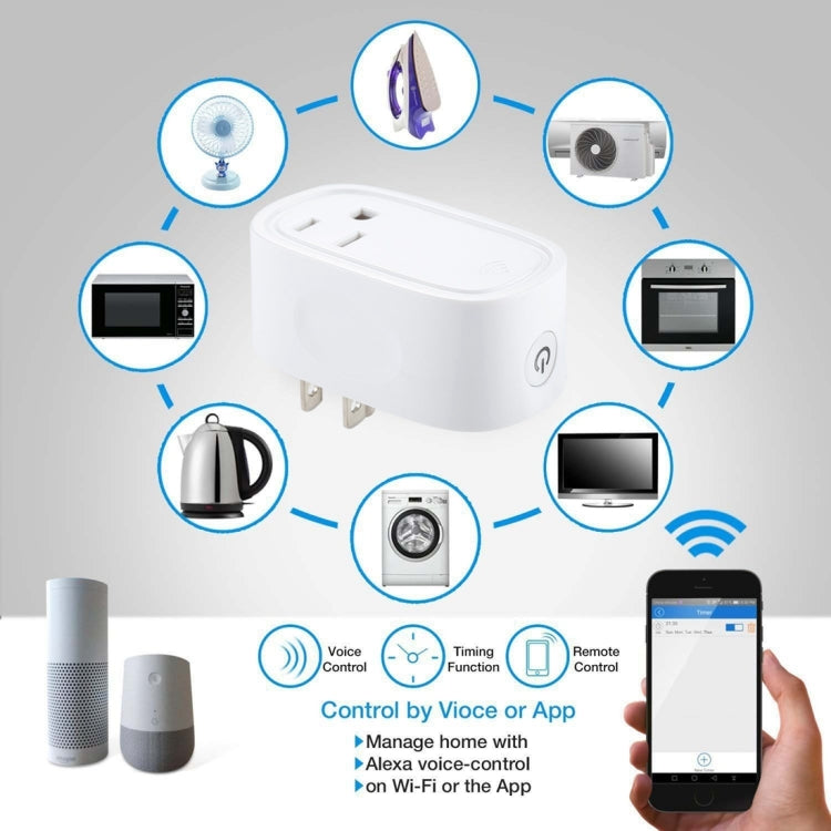 JH-G09U 15A 2.4GHz WiFi Control Hubless Smart Home Power Socket Works with Alexa & Google Home, AC 100-240V, US Plug, JH-G09U