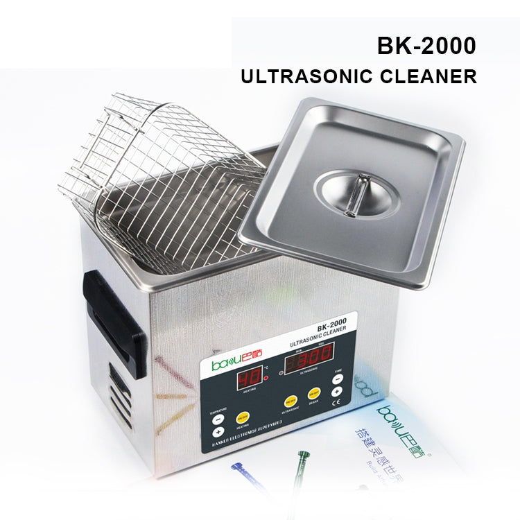 جهاز تنظيف بالموجات فوق الصوتية باكو BK-2000، 120 واط، 3.36 لتر، شاشة LCD، مع سلة، تيار متردد 220 فولت، قابس الاتحاد الأوروبي، BK-2000، 120 واط، 3.36 لتر، 220 فولت