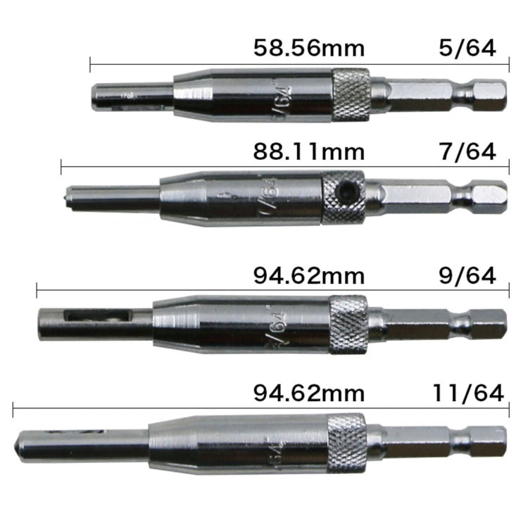 4 PCS/Set Doors Self Centering Hinge Tapper Core Drill Bit Set Hole Puncher Woodworking Tools(5/64,7/64,9/64,11/64 inch), 4 PCS/Set