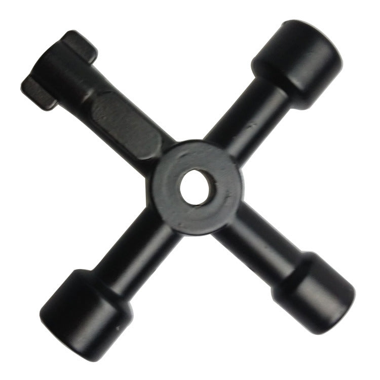 4 in 1 Multifunctional Cross Key Wrench with Circle Triangle Square Shape, 4 in 1 Silver, 4 in 1 Black