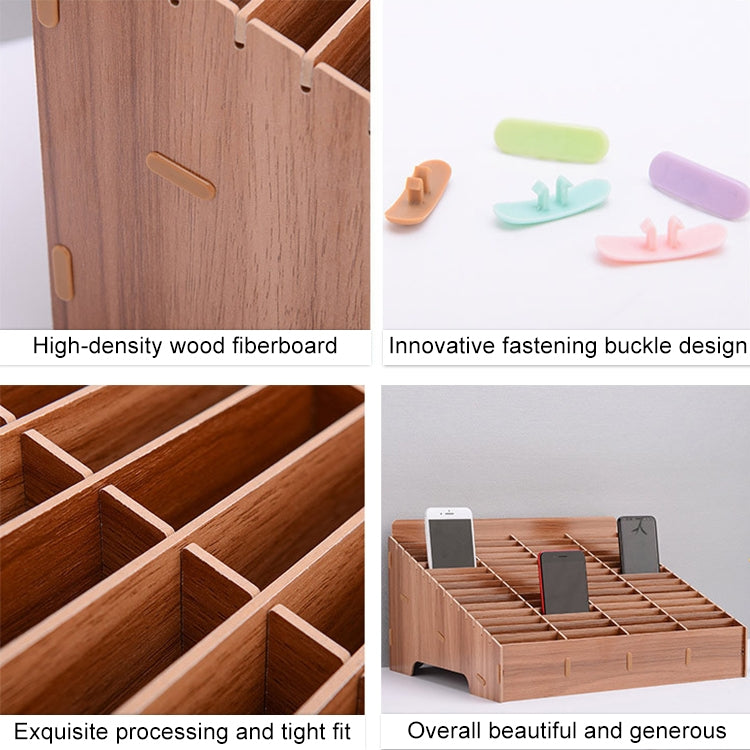 Wooden Multi-cell Mobile Phone Film Stand Desktop Display Rack, 60 Grids, Size: 41.7x34.5x23cm, 60 Grids, Pink, 60 Grids, Green, 60 Grids, Blue