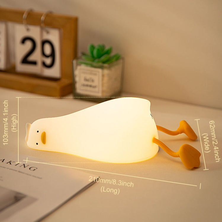 مصباح ليلي LED قابل للمس من السيليكون على شكل بطة مسطحة بقدرة 1 وات مع خاصية الشحن عبر USB، بتصميم بطة مسطحة