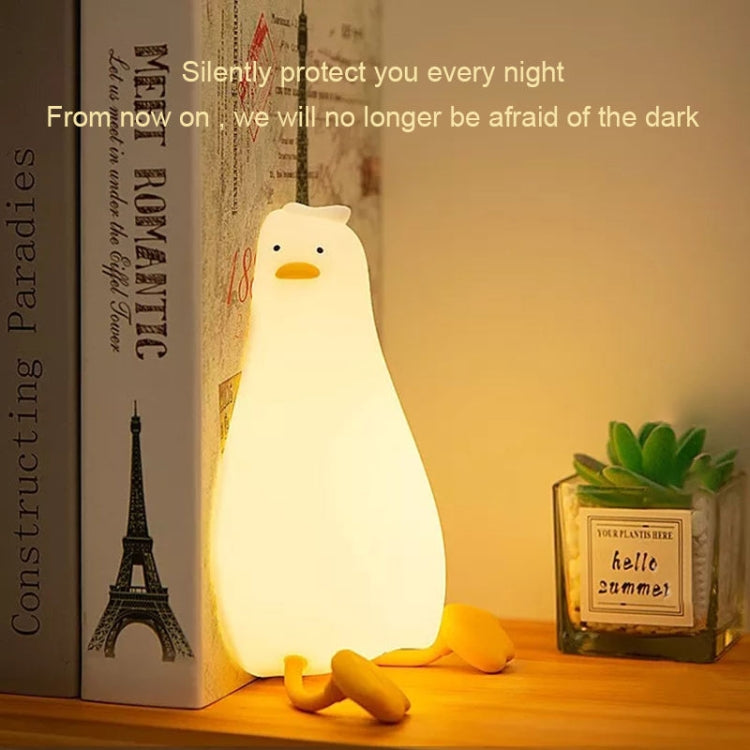 مصباح ليلي LED قابل للمس من السيليكون على شكل بطة مسطحة بقدرة 1 وات مع خاصية الشحن عبر USB، بتصميم بطة مسطحة