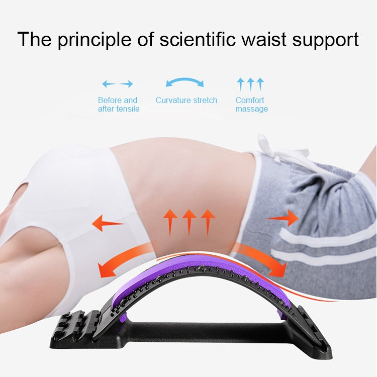 Lumbar Traction Stretching Device Posture Corrector Waist Support Spine Pain Relief Back Massage Stretcher, Black Purple, Black Red, Red White, White Green, White Blue, White Purple, Black Green, Black Blue