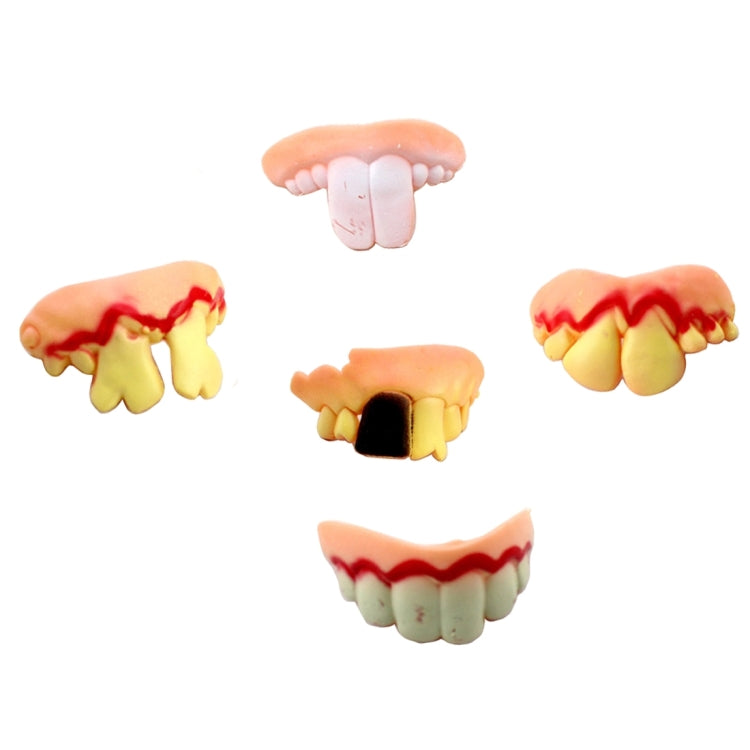 5 PCS Halloween Prank Funny Various Modelling Entire Scary Bucktooth Dentures Teeth Fake Braces for Party Club, Random Style Delivery, 5 PCS