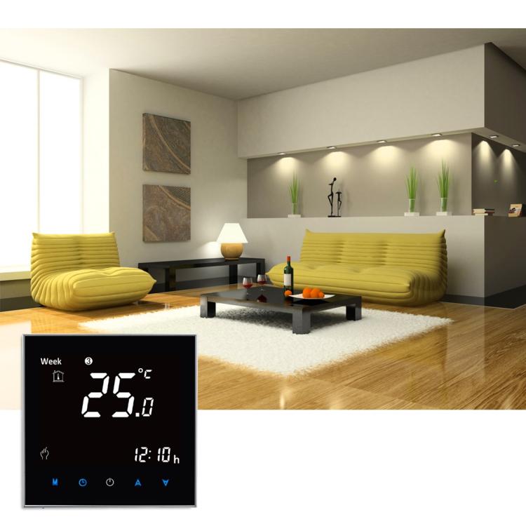 منظم حرارة رقمي للغرفة مزود بشاشة LCD لتسخين المياه BHT-2001 3A، يعرض الساعة/درجة الحرارة/الوقت/الأسبوع/الحرارة، إلخ. BHT-2001 3A (أسود)
