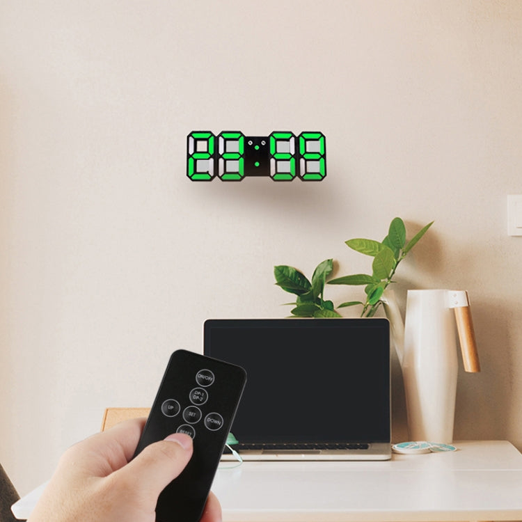 Modern 3D LED Sound Control Colorful Digital Alarm Clock Adjust Brightness Electronic Wall Glowing Hanging Clock with Remote Control, 9001 Black, 9001 White