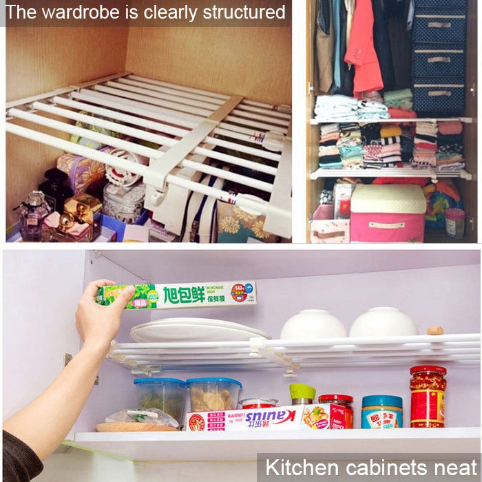 Wardrobe Storage Layered Baffle Cabinet Shelf Dormitory Partition Cupboard Partition Board, Width: 24cm, Stretch Range: 50-80cm, Stretch Range:50-80cm
