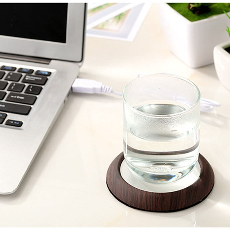 وسادة تسخين أكواب مكتبية USB بتصميم رخامي من الخشب والحبوب، وسادة تسخين لمشروبات الشاي والقهوة، لون عشوائي للتسليم