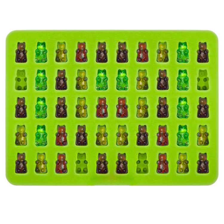 2 PCS 50 Holes Small Bear Chocolate Tray Silicone Mold Cookie Mold Candy Mold, Random Color Delivery, Size: 19*13.7*1cm, 50-Grid