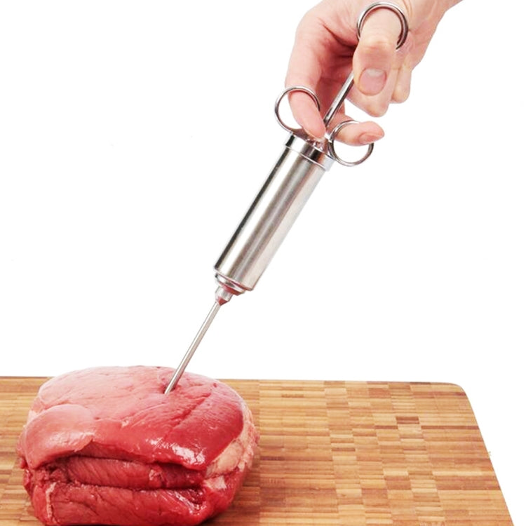 60ml Stainless Steel Syringe Dual Needles Condiment Turkey Meat Injector Cooking Tools, Stainless Steel Marinade Injector