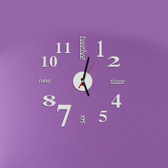 Lovelife WC37130 Acrylic English Digital DIY Stereo Wall Clock Wall Stick Clock