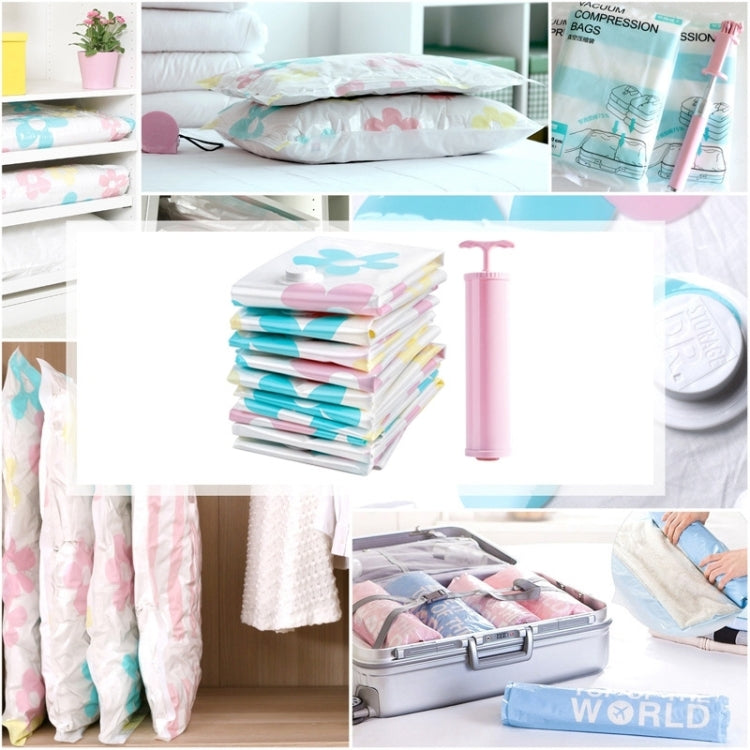 11 PCS Space Saving Sunflowers Pattern Vacuum Storage Bag, Thinken Quilts Clothing Vacuum Seal Storage Bag with a Hand Pump, Including: 3 PCS 80*100 cm,2 PCS 60*80 cm, 3 PCS 50*70 cm, 2 PCS 40*60 cm, 11 PCS Storage Bag