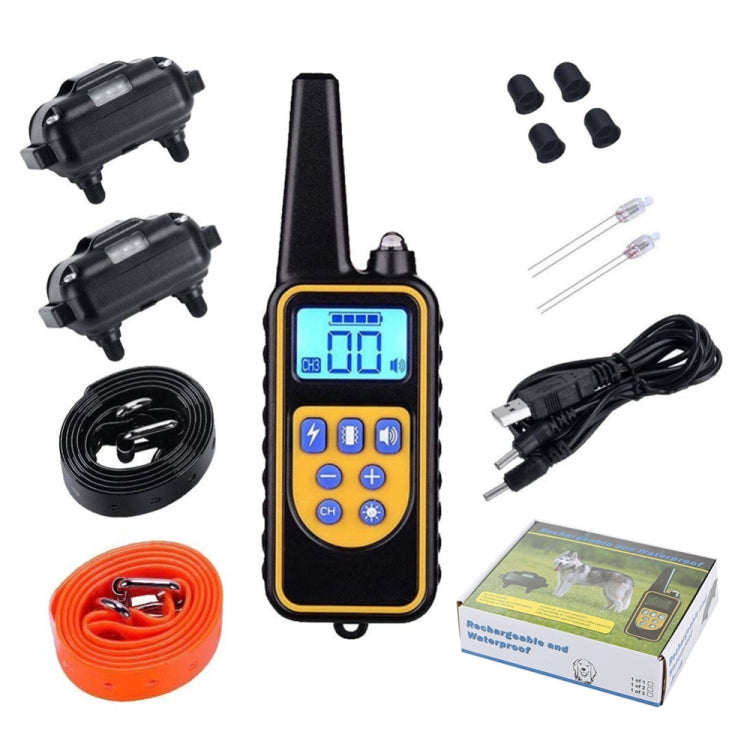 880-2 800 Yards Rechargeable Remote Control Collar Dog Training Device Anti Barking Device, 880-2 Black+Orange, 880-2 Black Black