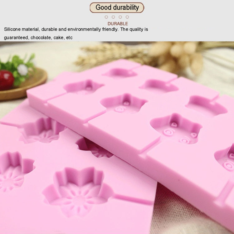 12-Capacity DIY Silicone Chocolate Molds(Lollipop Shape), Cow Shape, Lollipop Shape