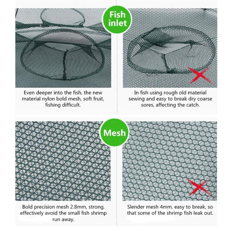16 Holes Automatic Foldable Fishing Net Nylon Shrimp Crab Minnow Trap Fish Cast Net Fishing Tackle, 16 Holes