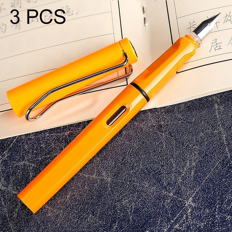 3 PCS School Office Extra Fine Titanium Alloy Nib Transparent Piston Fountain Pen(Black), Random Delivery(0.5mm/0.38mm Nib)