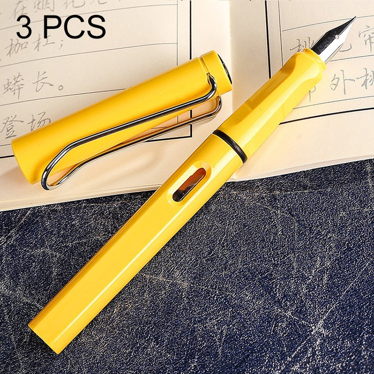 3 PCS School Office Extra Fine Titanium Alloy Nib Transparent Piston Fountain Pen(Black), Random Delivery(0.5mm/0.38mm Nib)