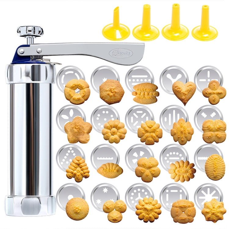 Multifunctional Household Cookie Biscuit Machine Tool Mold Decorating Mounted DIY Baking with 20 Moulds & 4 Nozzles, Multi-function silver