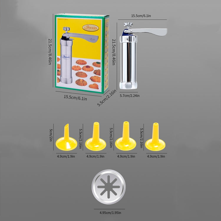 Multifunctional Household Cookie Biscuit Machine Tool Mold Decorating Mounted DIY Baking with 20 Moulds & 4 Nozzles, Multi-function silver