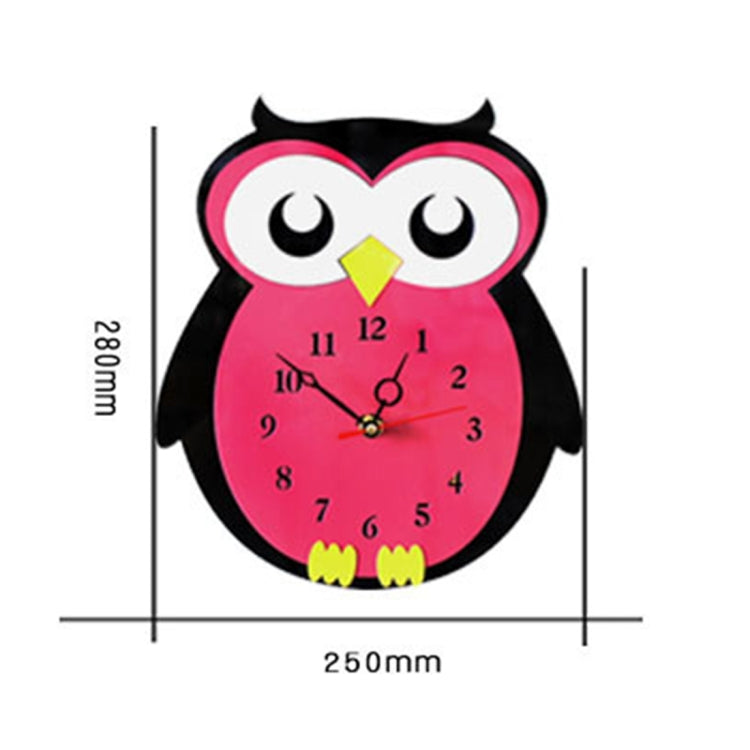 11*10 inch Children Bedroom Room Decor Battery Operated Shaped Mute Non Ticking Round Wall Quartz Clock, Owl