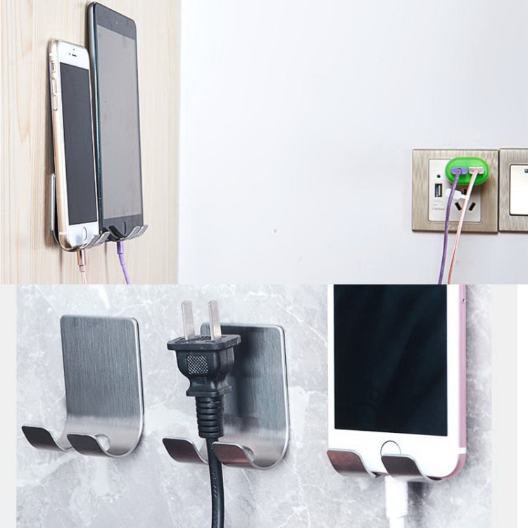 Stainless Steel Plug Power Cord Hook Bathroom Non-perforated Storage Rack, Size: 61x45mm, Stainless Steel Plug Power Cord Hook