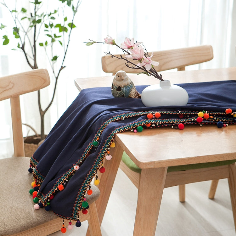 New Fashion European Ethnic Style Colorful Ball Tassel Cotton Tablecloth, Size: 90*90cm, Size: 100*140cm, Size: 120*120cm, Size: 130*180cm, Size: 140*140cm, Size: 140*160cm, Size: 140*180cm, Size: 140*200cm, Size: 140*220cm, Size: 140*250cm, Size: 60*6...