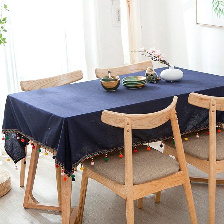 New Fashion European Ethnic Style Colorful Ball Tassel Cotton Tablecloth, Size: 90*90cm, Size: 100*140cm, Size: 120*120cm, Size: 130*180cm, Size: 140*140cm, Size: 140*160cm, Size: 140*180cm, Size: 140*200cm, Size: 140*220cm, Size: 140*250cm, Size: 60*6...