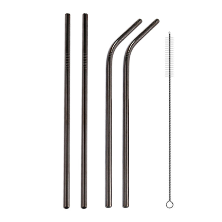 4pcs Reusable Stainless Steel Drinking Straw + Cleaner Brush Set Kit, 215*8mm, 215*8mm (Combination)