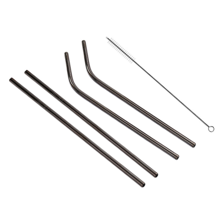 4pcs Reusable Stainless Steel Drinking Straw + Cleaner Brush Set Kit, 215*8mm, 215*8mm (Combination)