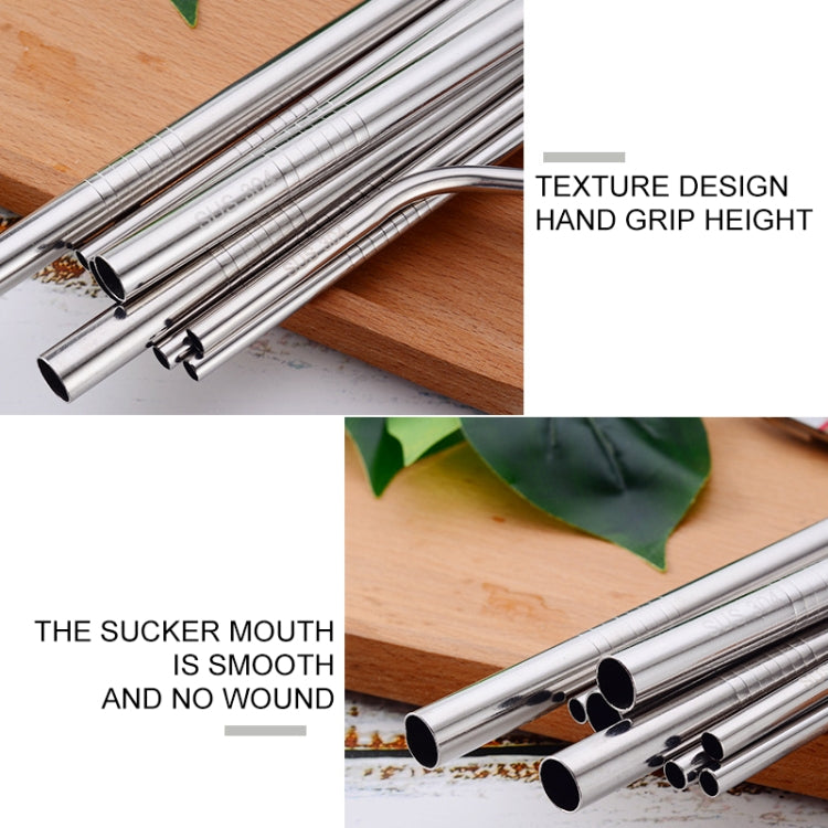 5pcs Reusable Stainless Steel Bent Drinking Straw + Cleaner Brush Set Kit, 266*6mm, 266*6mm (Bent)