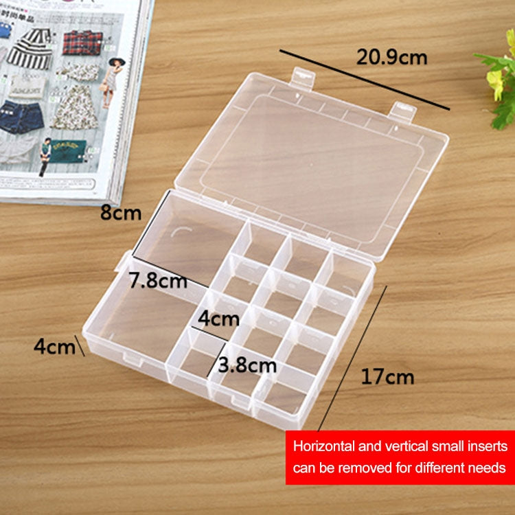 Plastic Organizer Container Storage Box 14 Slots Adjustable Divider Removable Grid Compartment for Jewelry Earring Fishing Hook Small Accessories, 14 Slots