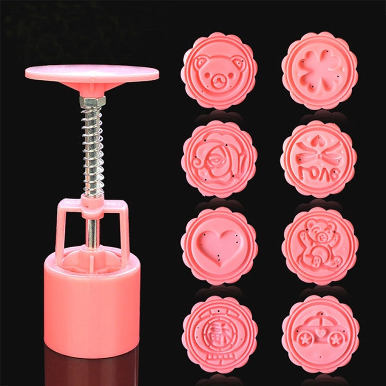 DIY Fondant Cake Mold Biscuit Cookie Cutters Baking Tools with 8 PCS Round Cartoon Patterns, 8 PCS Round Cartoon Patterns(Pink)
