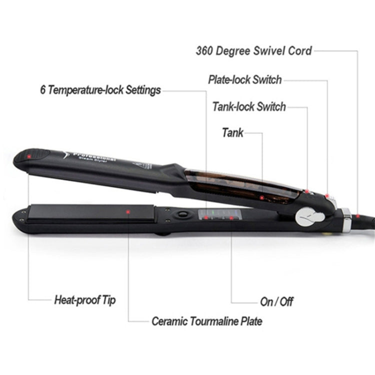Steam Spray Electric Splint Hair Straightener with Plastic Bottle , EU Plug, EU Plug