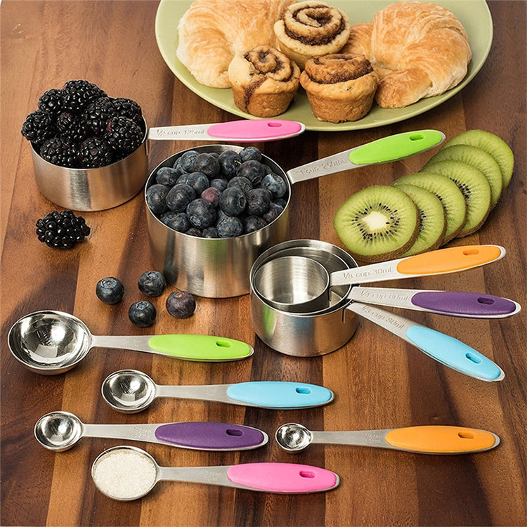 kn650 10 in 1 Black Stainless Steel Measuring Spoon Cake Mold Baking Tool Set, 10 in 1 Measuring Spoon(Black)