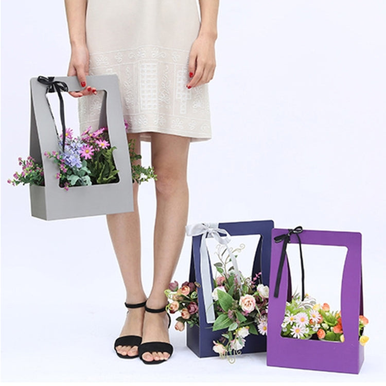 Paper Flower Basket Portable Basket Flowers Carton Packing Waterproof Florist Fresh Flower Carrier Box Portable Flowers Boxes, Random Color Delivery, Paper Flower Basket