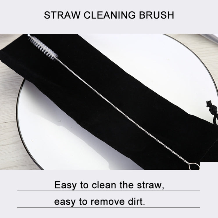 8 PCS Reusable Silicone Tips Stainless Steel Drinking Straws + 2 PCS Cleaner Brushes Set Kit with Cashmere Bag, 266*6mm, 266*6mm