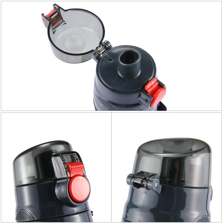 Teloy TNY-9601 650ML Portable Snap Cap Space Cup Bottle, Applicative Water Temperature: ﹣20 ~ 120 Celsius Degrees, TNY-9601 (Dark Grey + Red)
