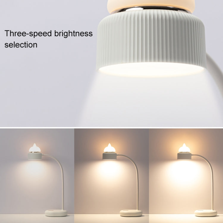 مصباح مكتب ليلي LED بتصميم مصدر ضوء مزدوج على شكل قطة، يدعم 3 مستويات للتحكم في السطوع