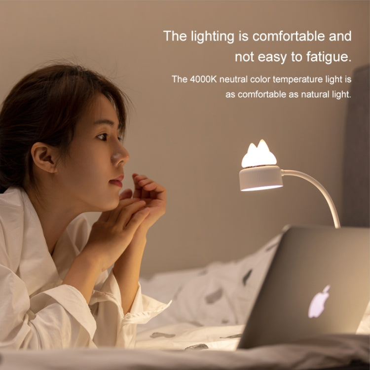مصباح مكتب ليلي LED بتصميم مصدر ضوء مزدوج على شكل قطة، يدعم 3 مستويات للتحكم في السطوع