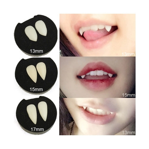 1 Pair 13mm Halloween Party Dentures Props Vampire Zombie Devil Fangs Teeth, 13mm
