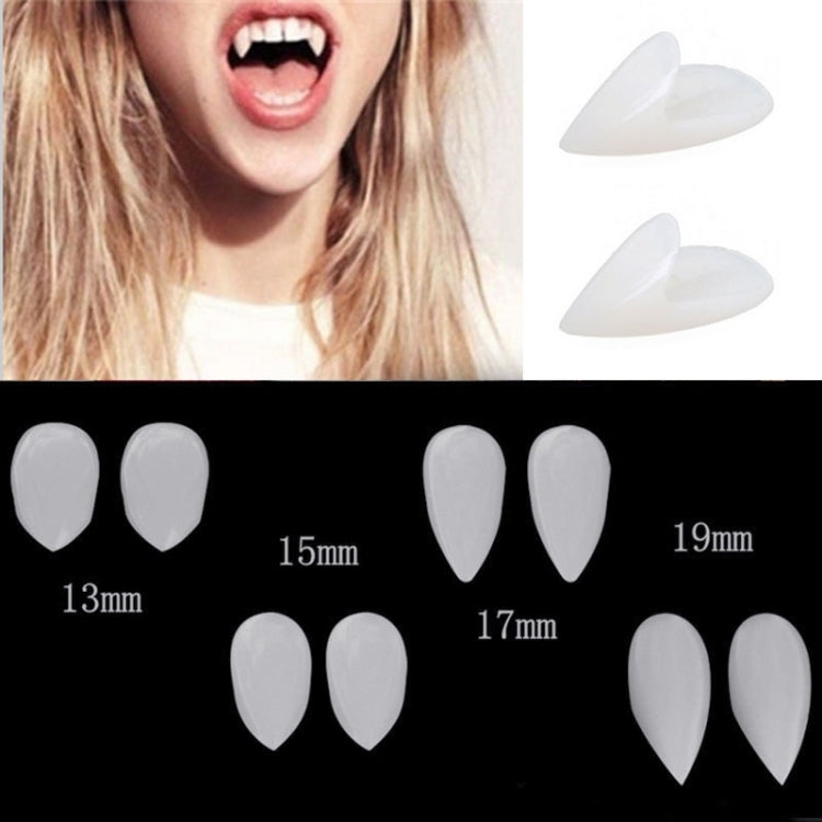 1 Pair 19mm Halloween Party Dentures Props Vampire Zombie Devil Fangs Teeth, 19mm