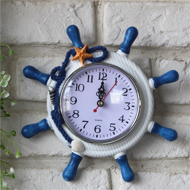 Wooden Helmsman Ship Wheel Shape Decorative Living Room Wall Clock, Size: 22*22*2.5cm, HC5673A, HC5673B