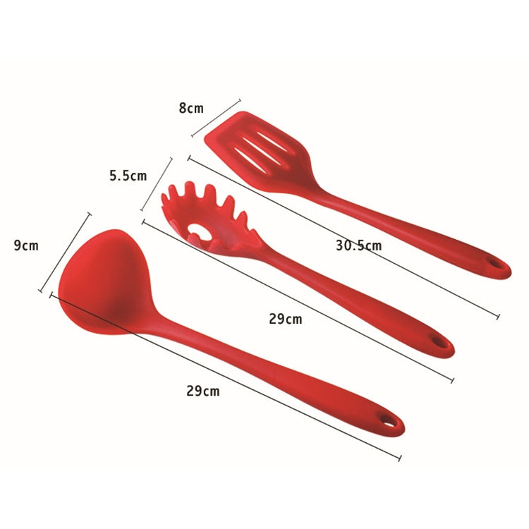 kn7050 10 in 1 Silicone Kitchen Tool Set, Red, Black, Green, Blue