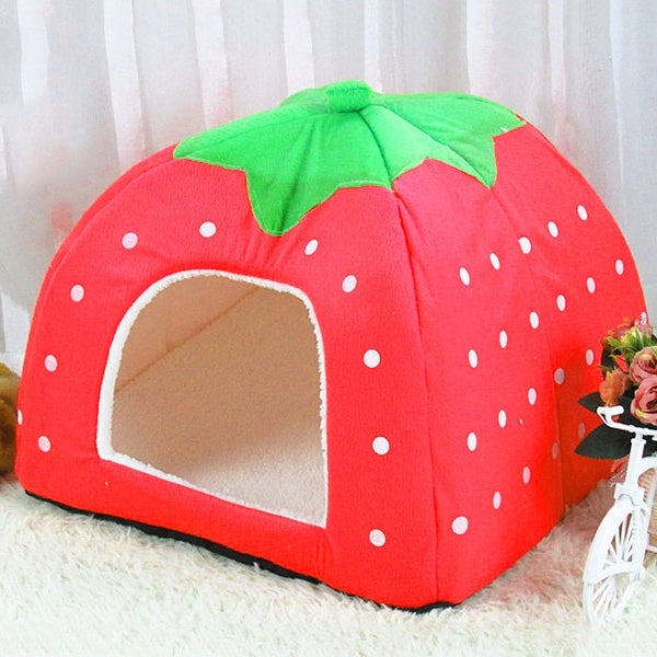 Strawberry Shaped Foldable Short Plush Pet House Nest, Size: S, Purple, Size S, Dark Blue, Size S, Red, Size S, Pink, Size S, Blue, Size S