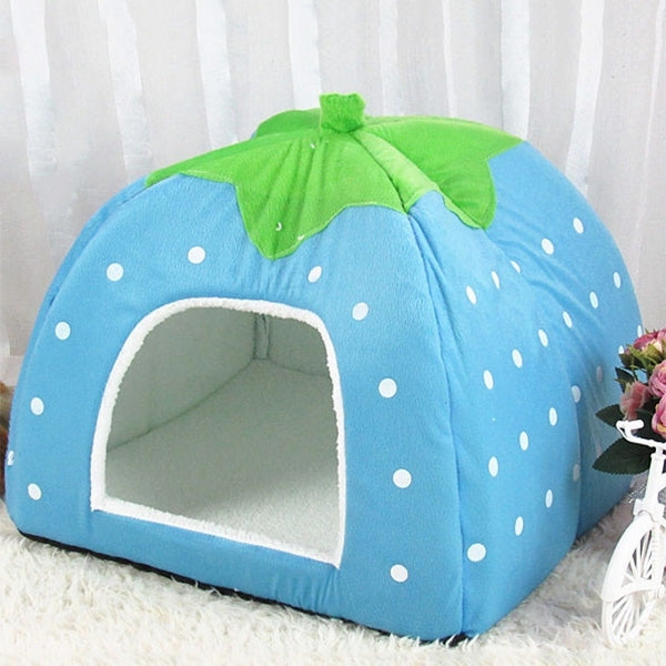 Strawberry Shaped Foldable Short Plush Pet House Nest, Size: S, Purple, Size S, Dark Blue, Size S, Red, Size S, Pink, Size S, Blue, Size S